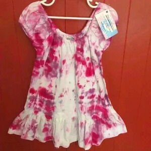 New Tie dyed puff sleeves single flounce dress. 100% Summer cotton girls 4